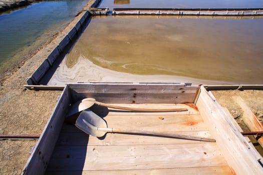 View of Salt evaporation ponds in Secovlje, Slovenia
