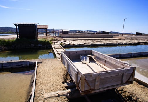 View of Salt evaporation ponds in Secovlje, Slovenia