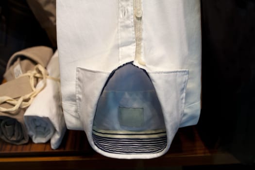 View of a shirt in a shop window in Milan