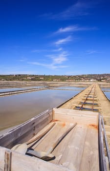 View of Salt evaporation ponds in Secovlje, Slovenia