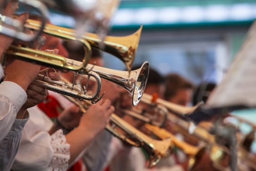 View of trumpets concert