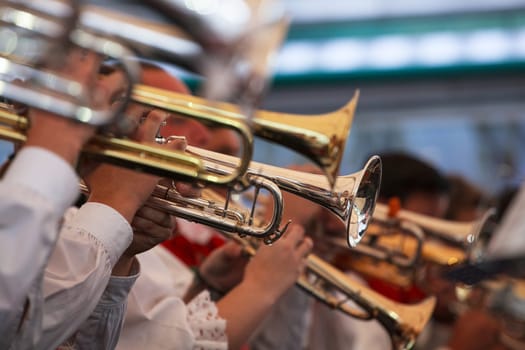 View of trumpets concert