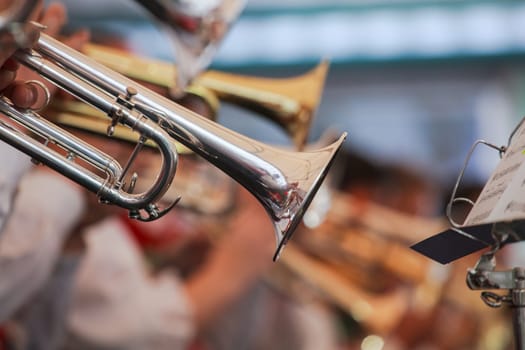 View of trumpets concert