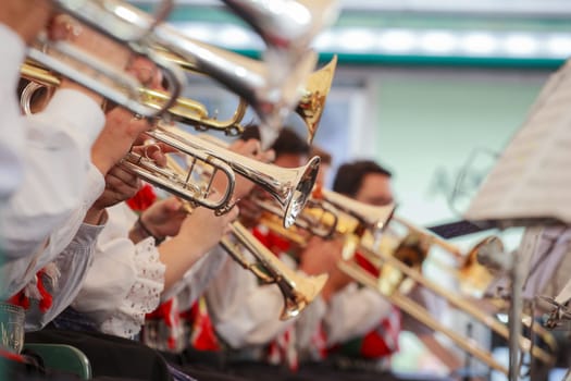 View of trumpets concert