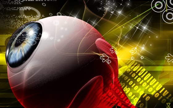 Digital illustration of eye in colour background