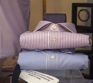 View of Shirts in the shop in Milan