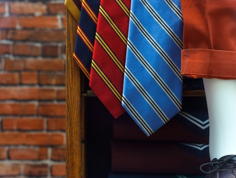 View of Striped tie in the clothes shop