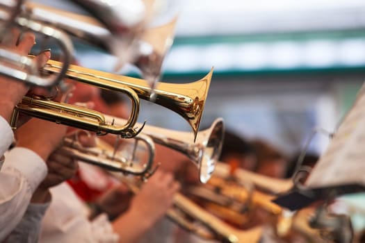 View of trumpets concert