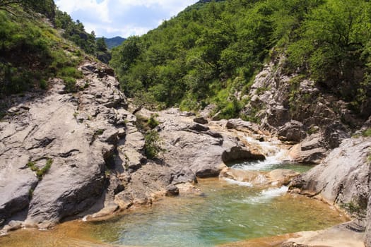 View of river in Val Rosandra, italy