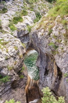 View of river in Val Rosandra, italy