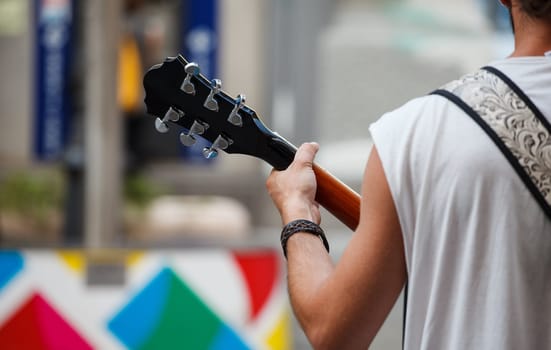 Guitar player during the street concert