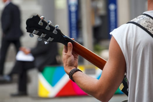 Guitar player during the street concert