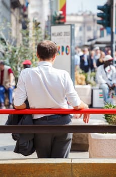 businessmen during the pause in the street