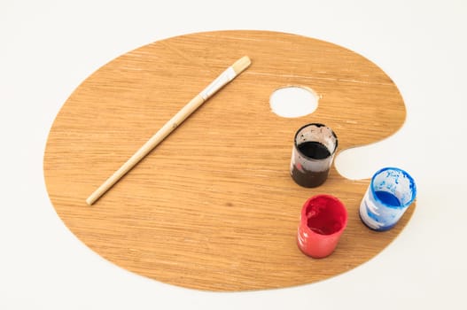 New Painting Wooden Palette on a White Background