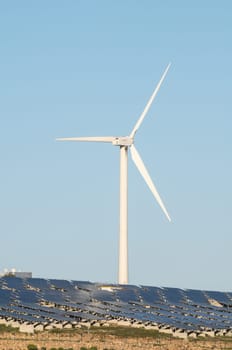 Power Plant Renewable Energy Wind Turbines and Solar Panels