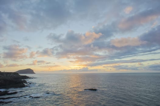 HDR Colred Sunrise Clouds over the Atlantic Ocean in Tenerife Canary Islands