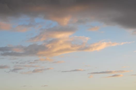 Colored Sunset Clouds Over the Atlantic Ocean in Tenerife South Spain