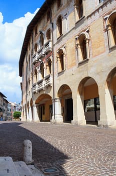 View of ancient building in Pordenone, Italy