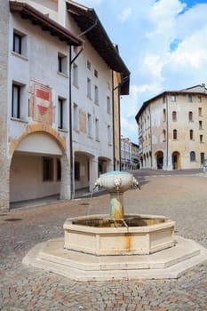 View of ancient building in Pordenone, Italy