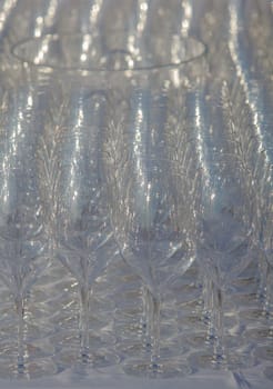 View of Many glasses on the table