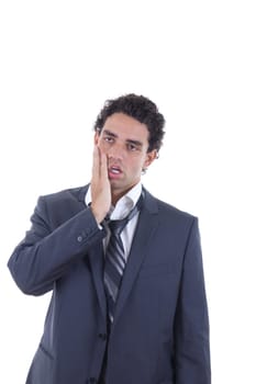 exhausted adult man in a business suit