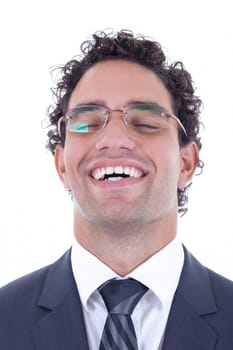 young businessman with glasses freed from stress