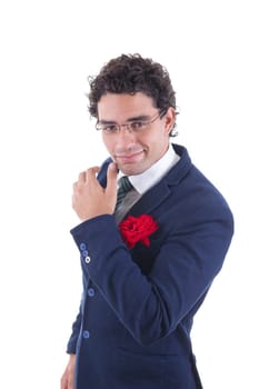 gentleman and seducer in business suit smiling