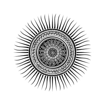 Mayan sun symbol, tattoo design over white background