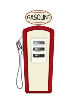 Illustration of a vintage fuel pump over white background