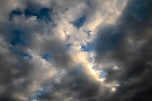 Cloudscape, Colored Clouds at Sunset near the Ocean