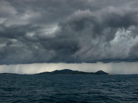 Storm over islands, Adriatic sea, Croatia