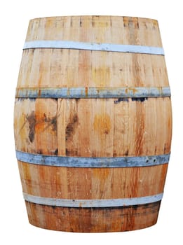 Wooden barrel isolated on white background.