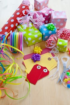 Gifts in colorful packaging for your birthday