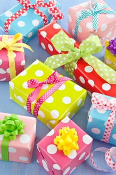 Gifts in colorful packaging for your birthday