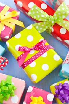Gifts in colorful packaging for your birthday