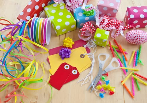 Gifts in colorful packaging for your birthday
