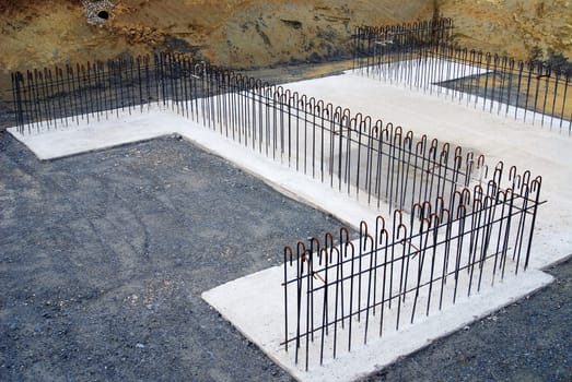 Foundation of a bridge on construction site