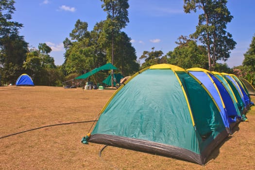 Colorful tent on the camping ground of national park