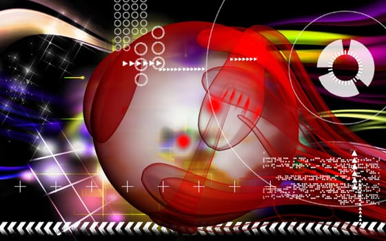 Digital illustration of eye in colour background
