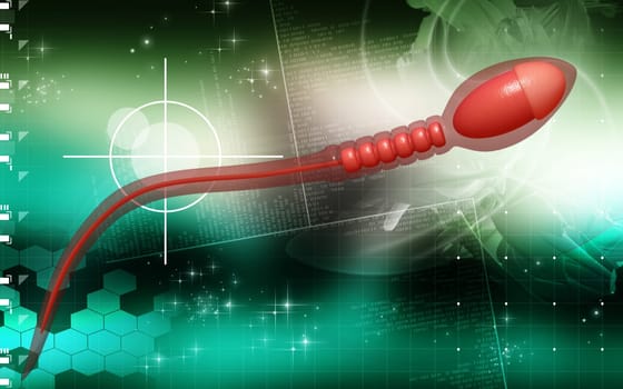 Digital illustration of sperm in colour background