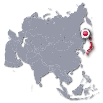 Map of Asia with Japan