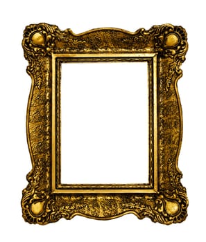 Vintage golden frame isolated over white background
