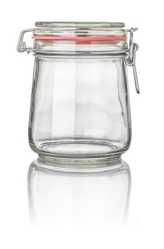 free-standing conical preserving jar with wire bracket closure