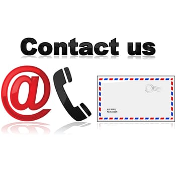 Icons showing different means of contacting a company or organization