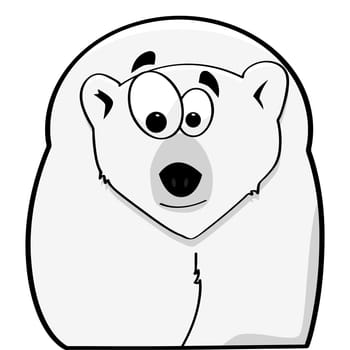 Cartoon illustration showing a happy polar bear looking straight ahead