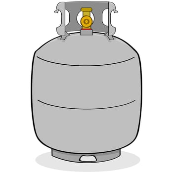 Cartoon illustration of a grey propane tank for outdoor use