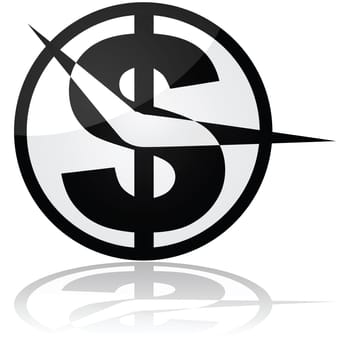 Concept illustration showing an abstract clock with a dollar sign in the background