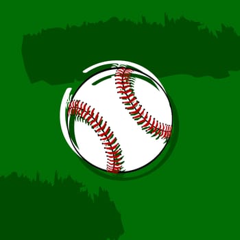 Concept illustration showing a stylized baseball over a green background
