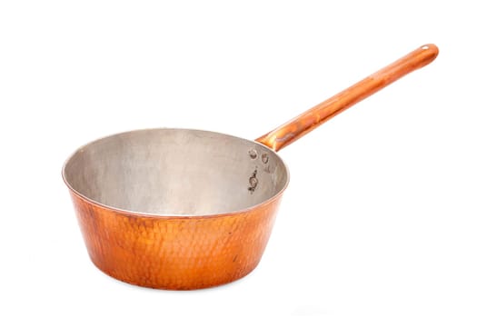 Copper casserole - cooking pot insulated against a white background