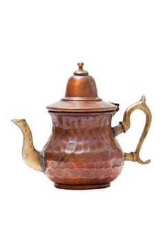 Old oriental teapot isolated on white background